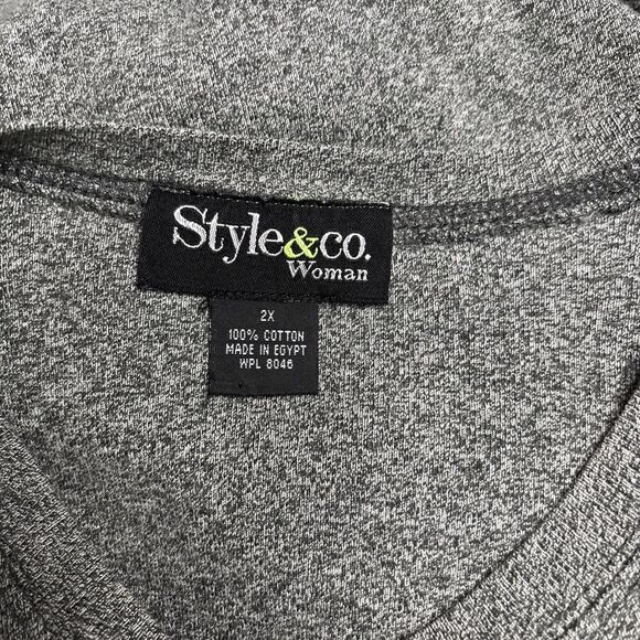 New Style & Co Women Plus Size Long Sleeve Top, Grey Heather, 2X - Picture 7 of 7
